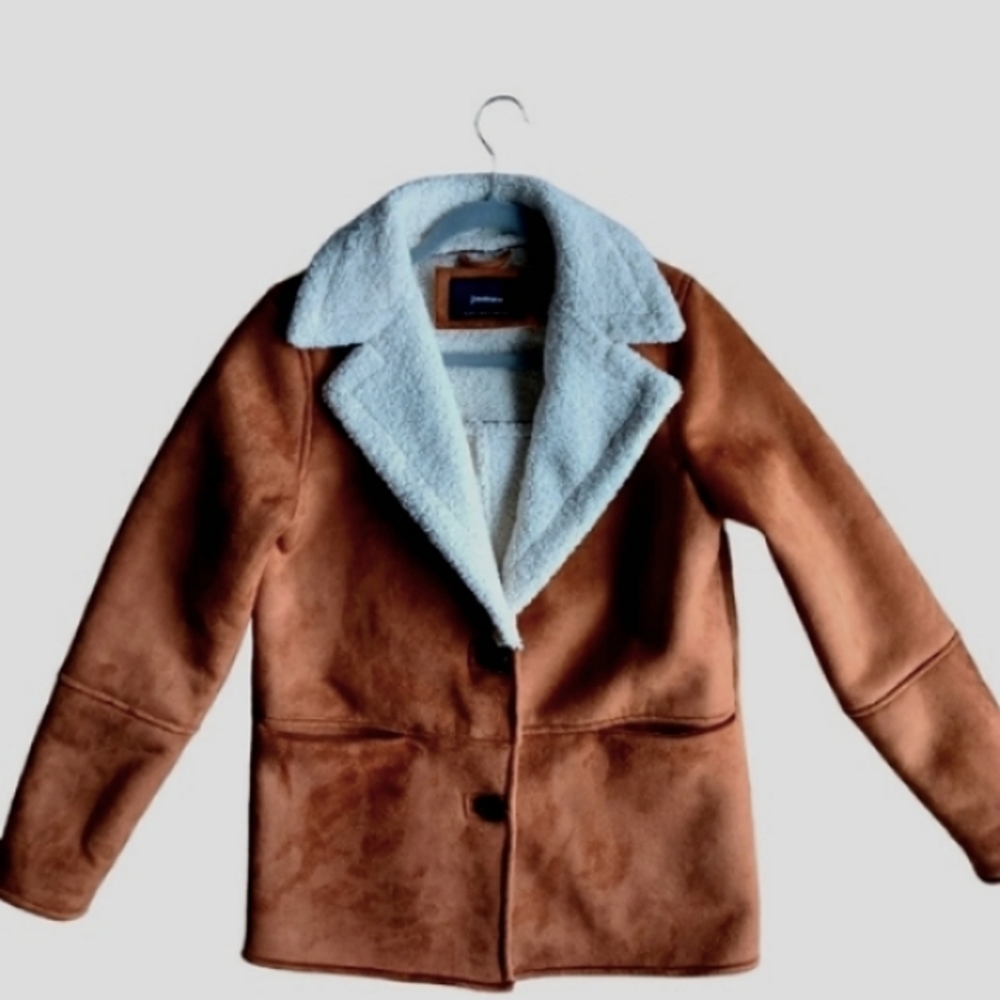 Stradivarius warm brown faux suede buttery soft coat sz S